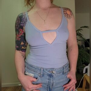 Express Light Blue Strappy Bodysuit